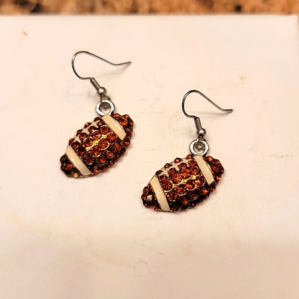 Rhinestone Football Earrings